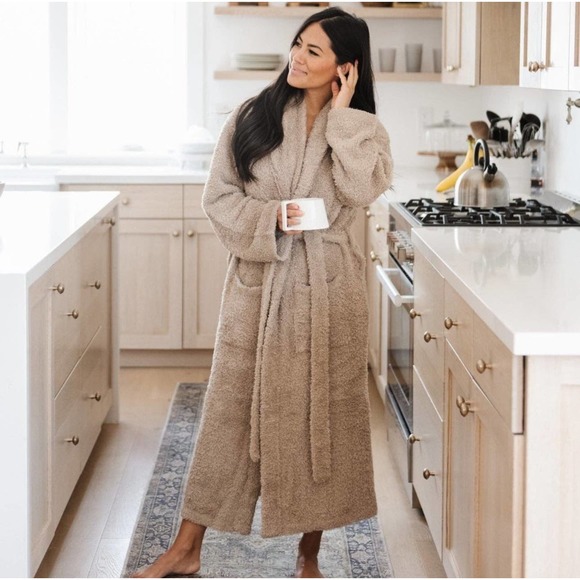 Barefoot Dreams Cozy Sherpa Bamboni Long Robe Soft Camel Size 3/L NWT - Picture 1 of 12